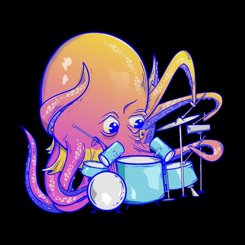 Octopus plays drums