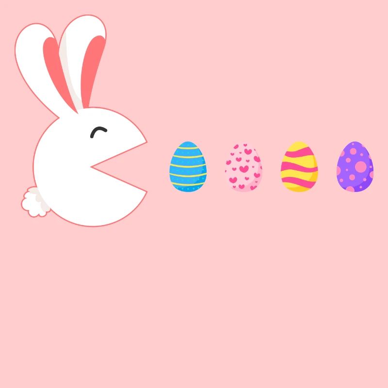 Happy Easter Rabbit Gamer Eating Easter Eggs