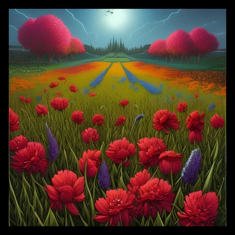 Wunderschöne Blumen am Horizont der Feldstraße