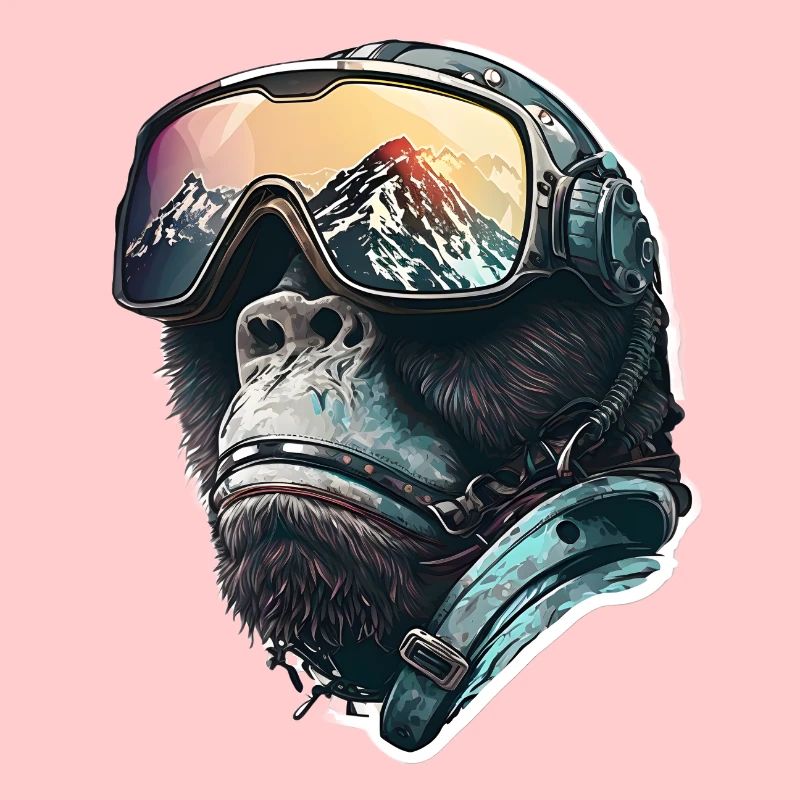 Cooler Gorilla-Skifahrer