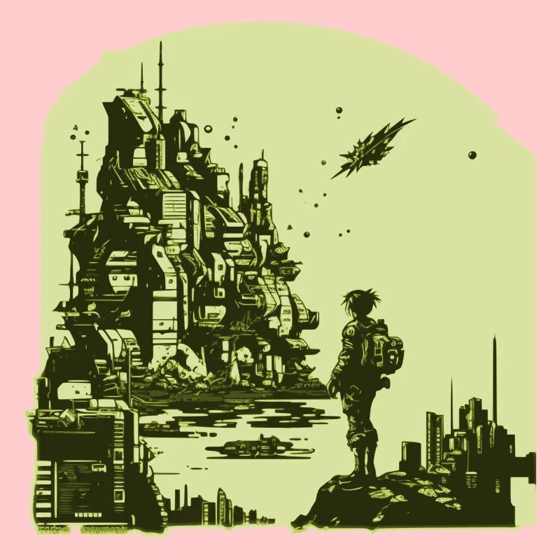 Bande dessinée de science-fiction dans un style rétro 8 bits