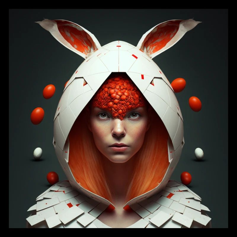 LAPIN BLANC CACHE OEUFS DE PAQUESOEUFS DE PAQUES