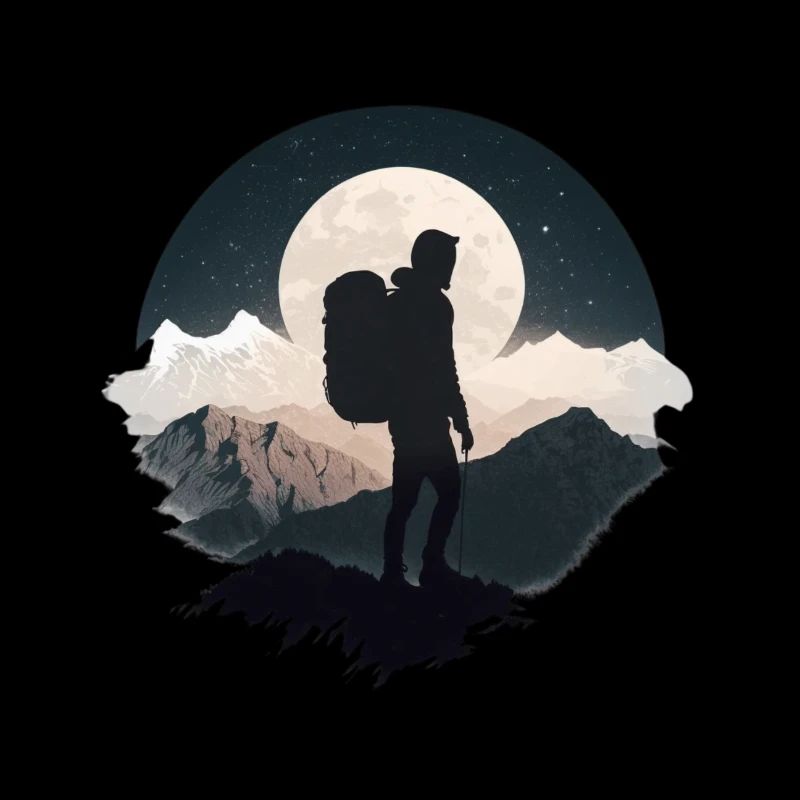 Backpacker im Mondschein, Wanderung