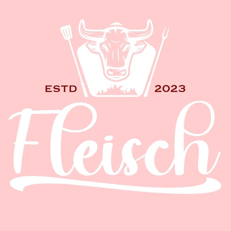 Fleisch Logo mit Stier Weiß