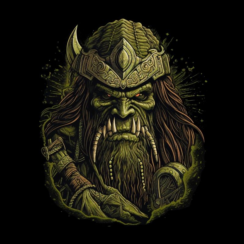 Dynamisches Artwork: wilder Greenskin-Krieger.