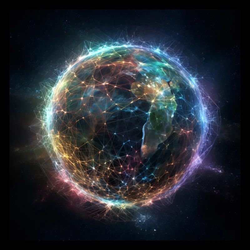 Earth shrouded in a network