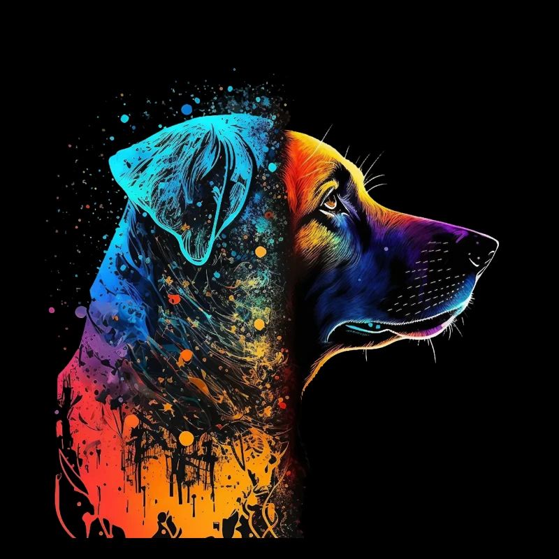 Chien dans une émeute de couleurs / Chien multicolore