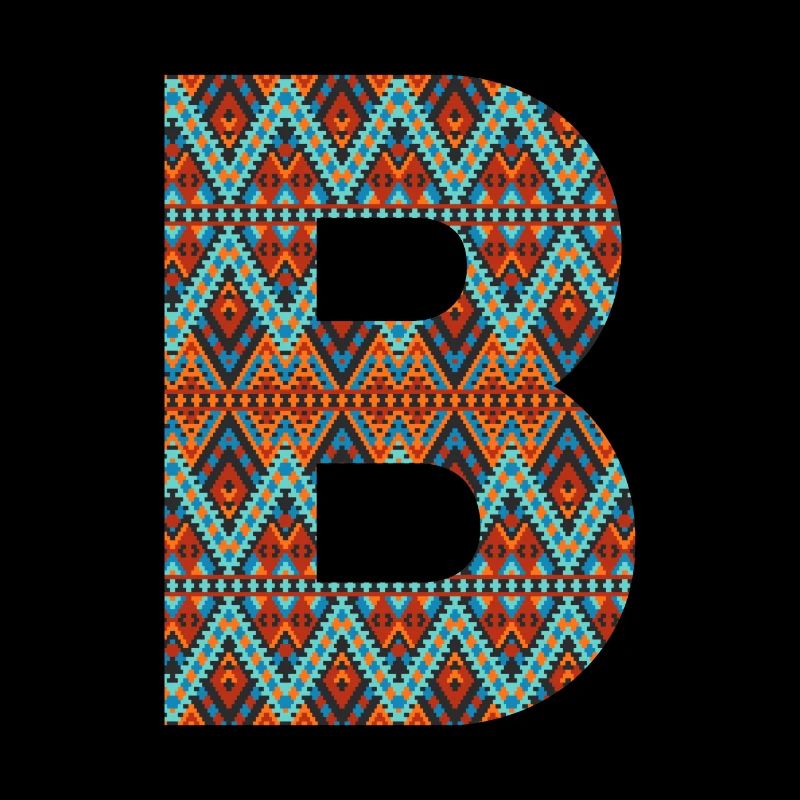 Letter B- boho design, Colorful monogram