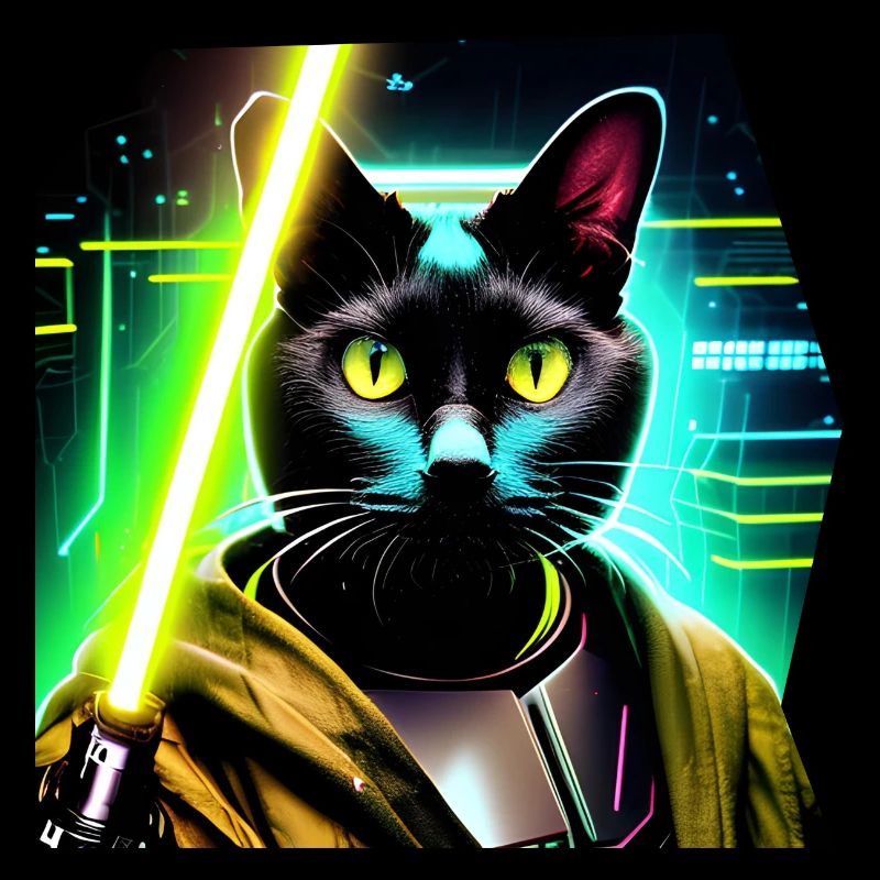 Katze mit Lichtschwert