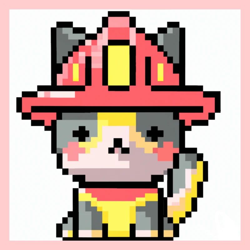 Pompier chat, Uniforme, Pixel Art