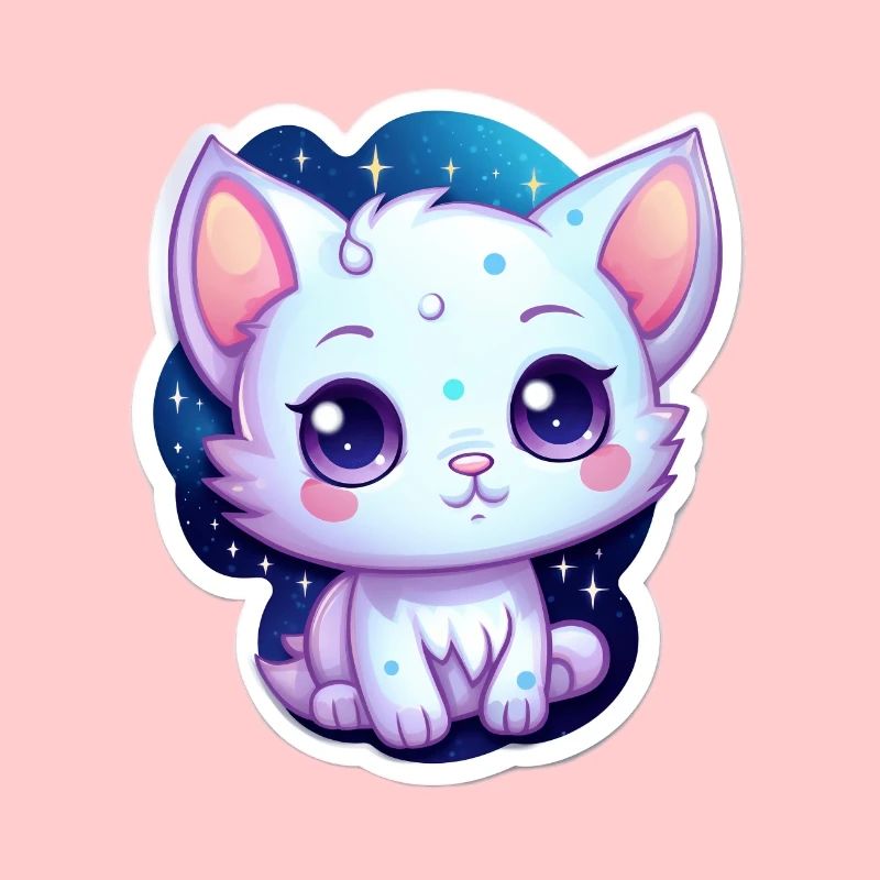 Mignon chat de dessin animé flottant dans l’espace