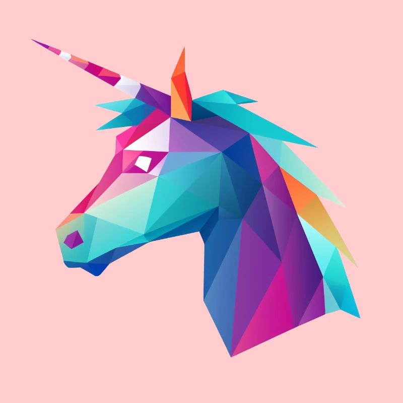 Einhorn Kopf Low Poly Logo Design