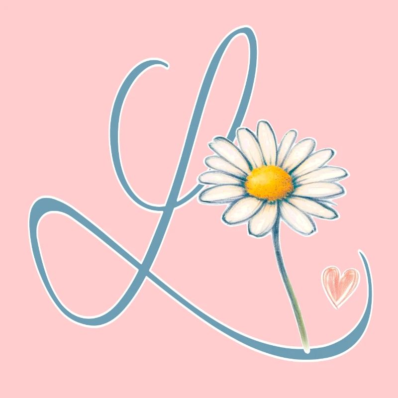 Letter L Daisy Heart