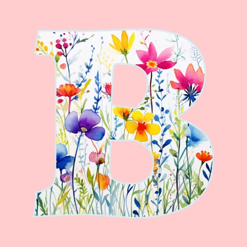 Buchstabe B, Monogramm, Blumenmuster