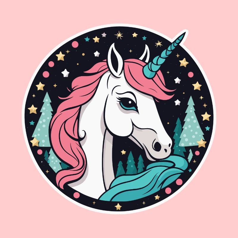 Dessin de Noël Licorne