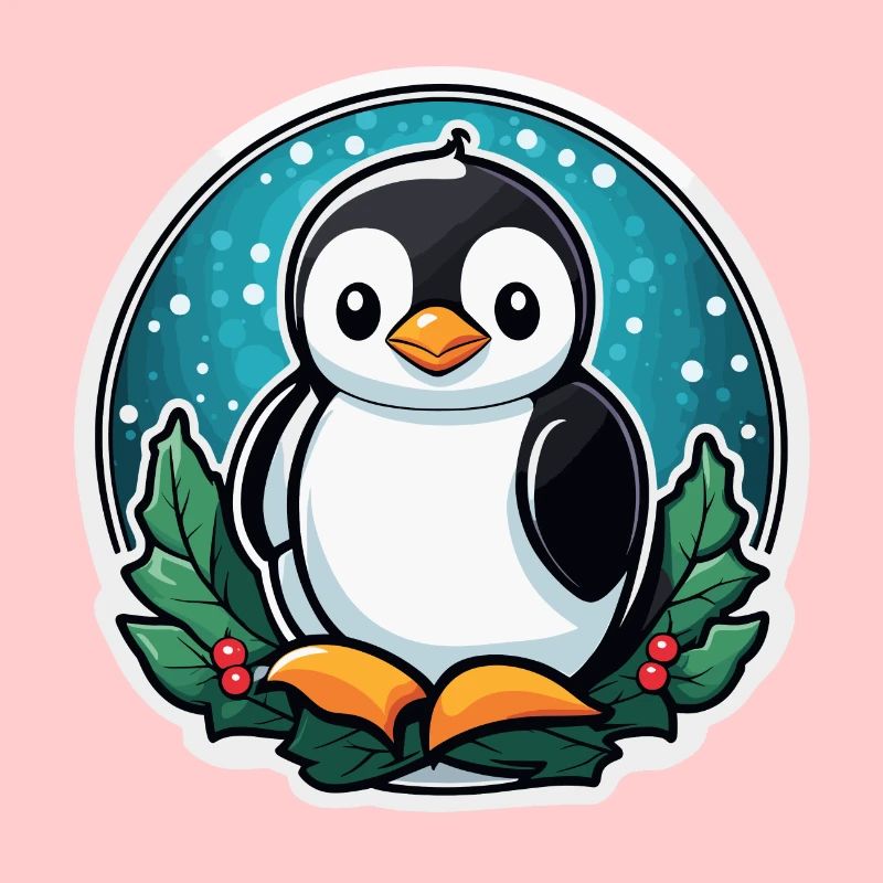 Illustration de Noël pingouin