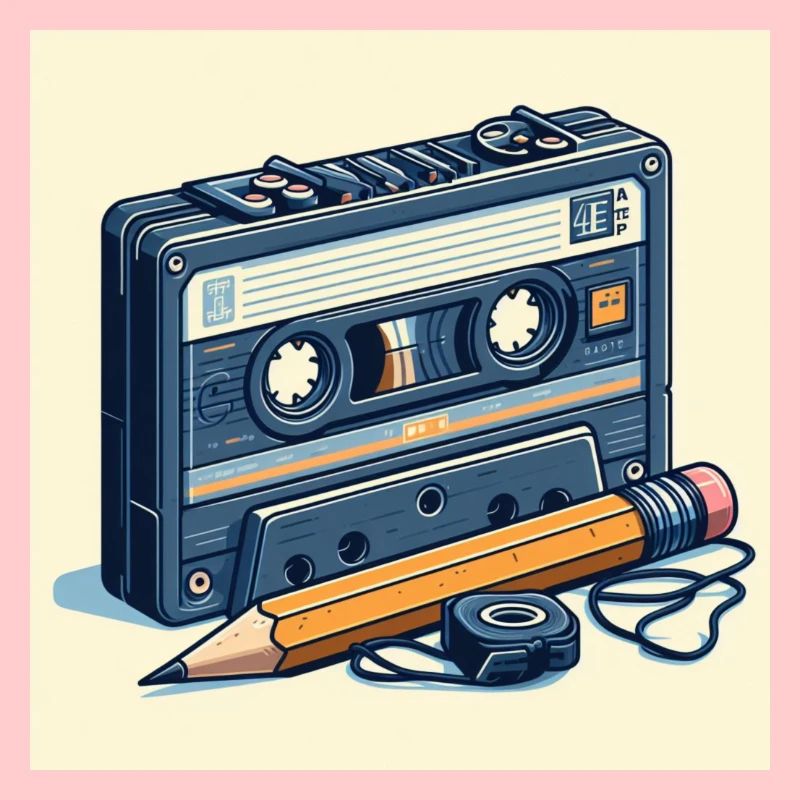 Bleistift und Kassette