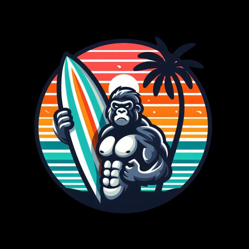 Surfbrett-Gorilla
