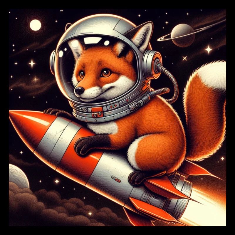 Fuchs auf der Rakete