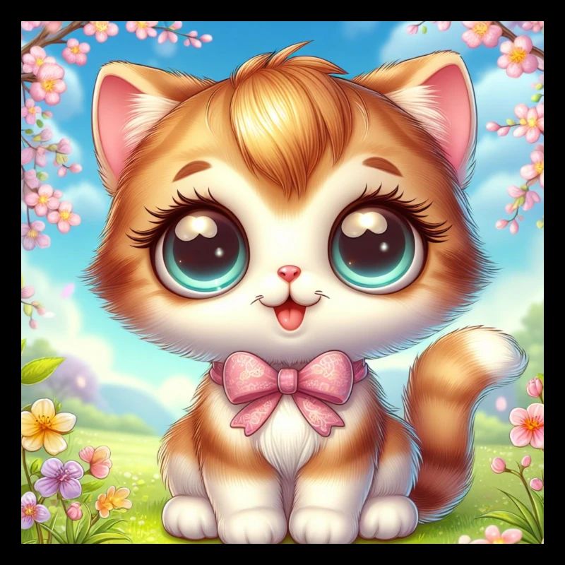 Chaton mignon au printemps avec boucle