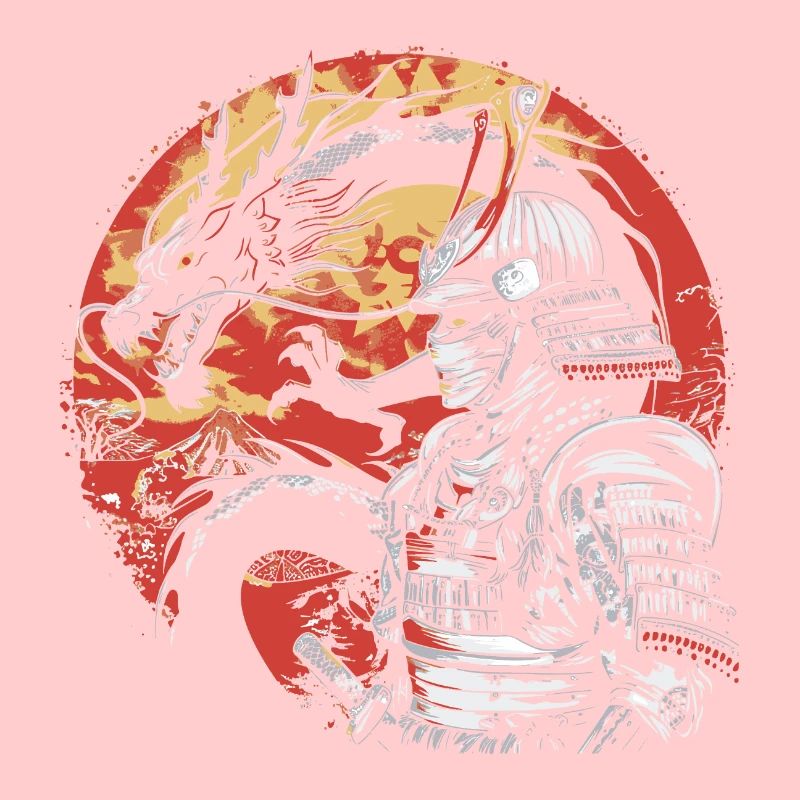 Kybernetischer Samurai mit Japanischem Drachen