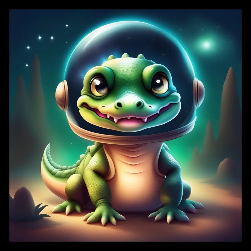 Bébé crocodile dans l’espace