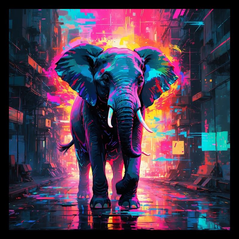 Éléphant néon