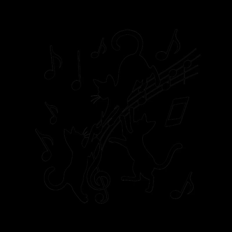 Black cats pattern playing with musical note