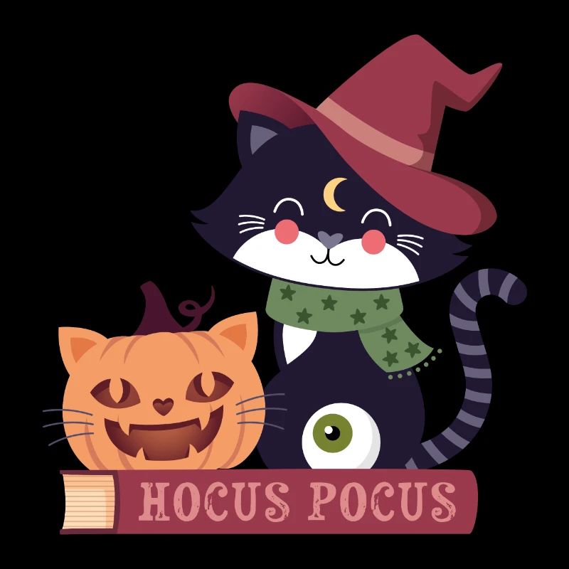 Cat with cat pumpkin on a book