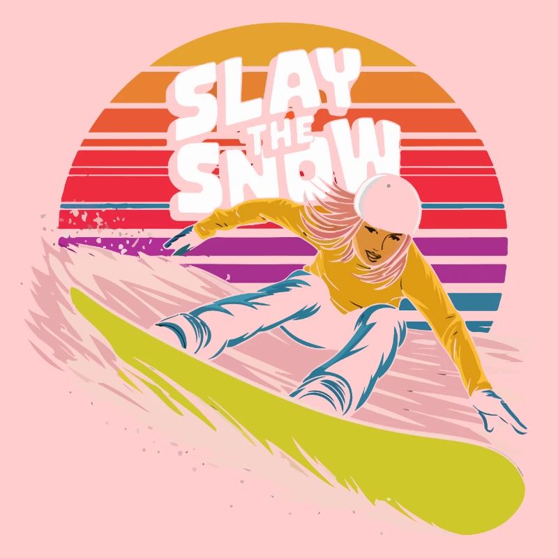 Posez le design du snowboarder sur neige
