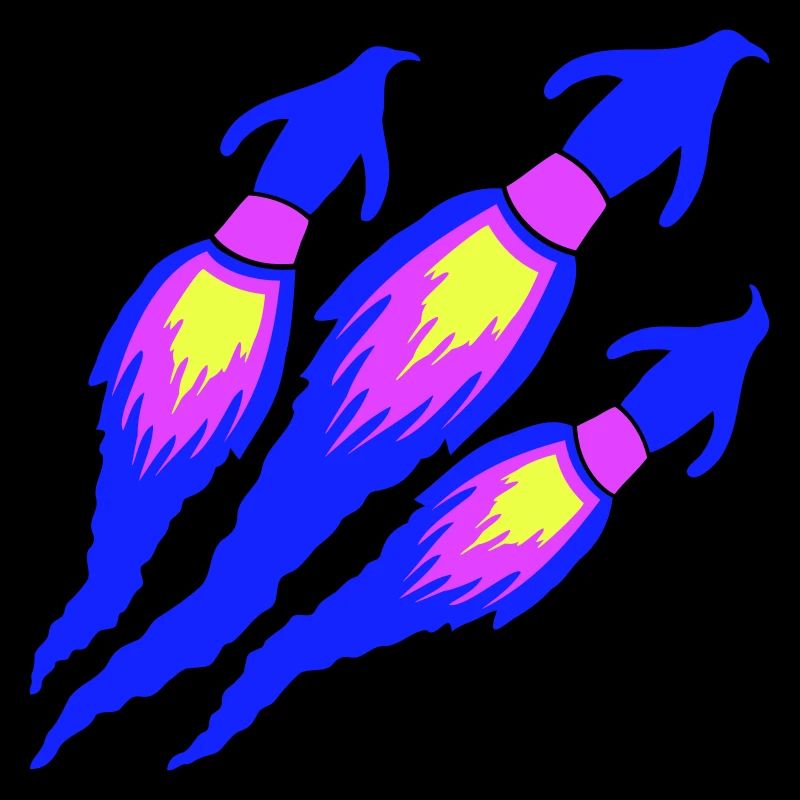 3 Funny Penguins Rockets Fire Team Flight Flying