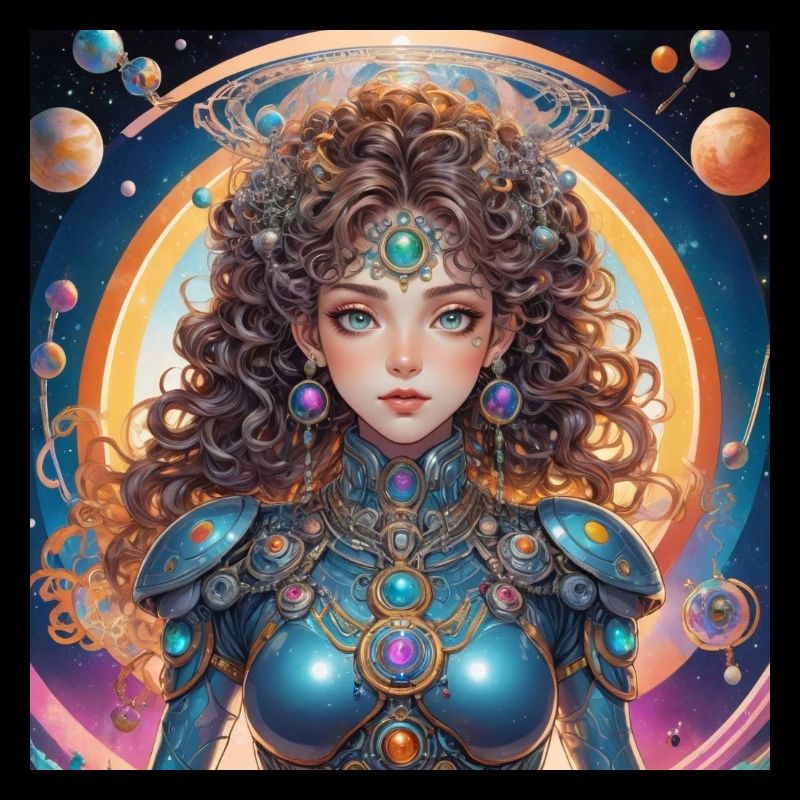 Princesse avec un halo dans l’espace