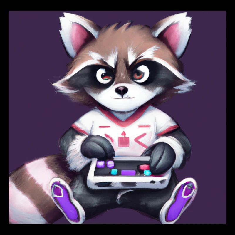 kaweii racoon playing computer games