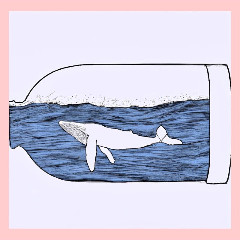 Flaschenpost, Wal-Illustration, Statement
