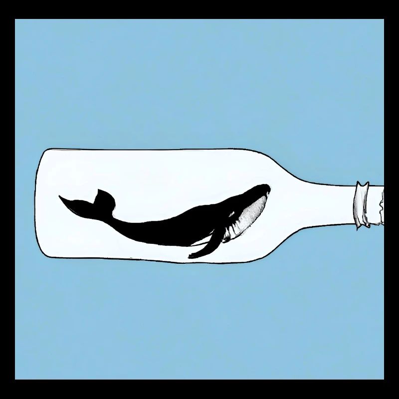 Flaschenpost, Wal-Illustration, Statement