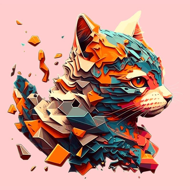 Tête de chat colorée avec beaucoup de couleurs