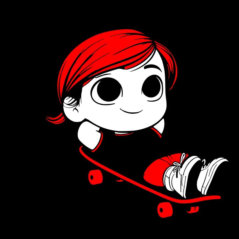 Kathy relaxed auf einem Skateboard.