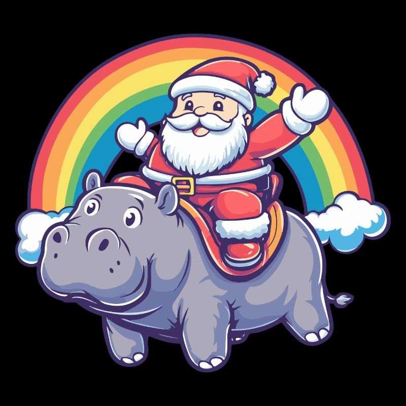 Nilpferd Weihnachtsmann Regenbogen