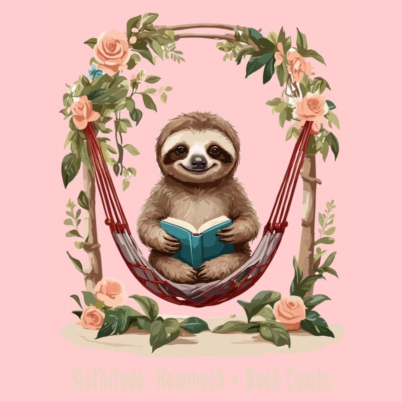 Cute sloth with book