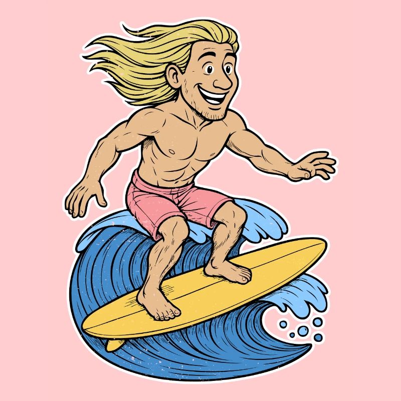 Blonde Surfer on Wave