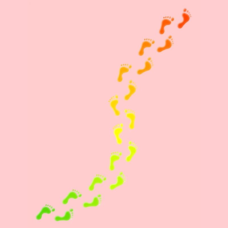 empreintes de pas colorées
