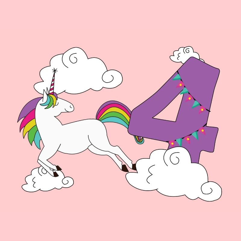 4. Geburtstag Einhorn Pastell Mädchen Niedlich