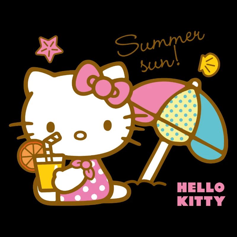 Hello Kitty At The Beach Under A Sun Umbrella