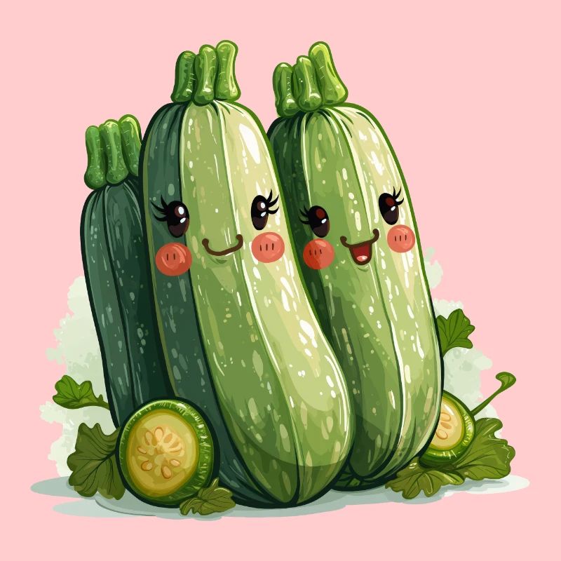 Style bande dessinée familiale de courgettes