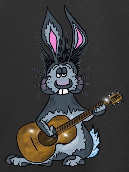 Paco het konijn speelt de klassieke gitaar heerlijk