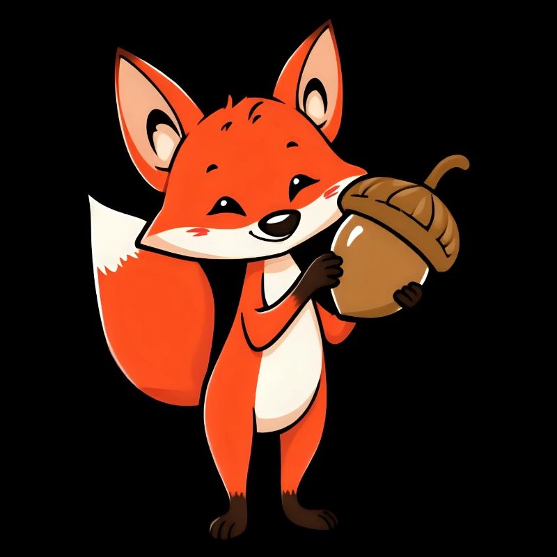 Stolzer Comic-Fuchs mit Eichel