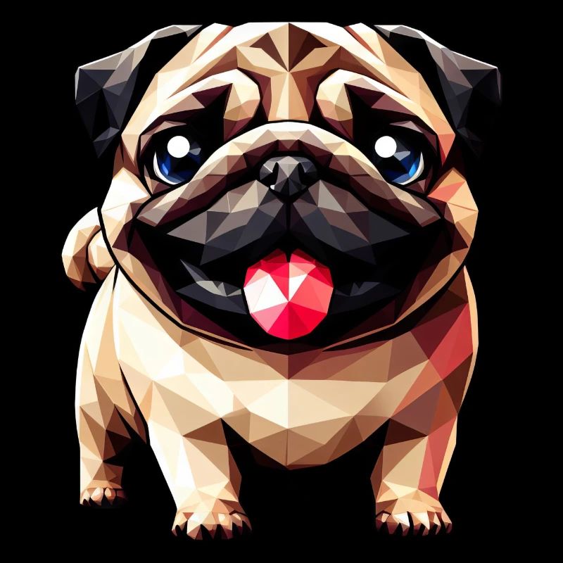 Geometrischer Mops: Polygon-Kunstwerk