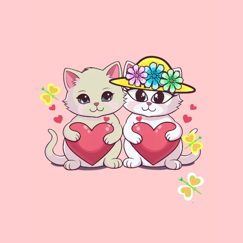 Chat Chaton Coeurs de la Saint-Valentin