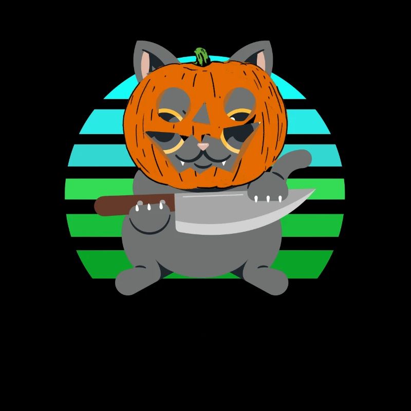 Halloween Katze Kürbiskopf