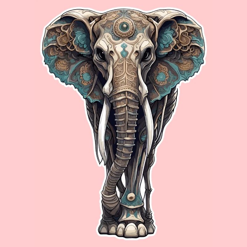 Elephant / Animal / Oriental / Flowers / Pattern
